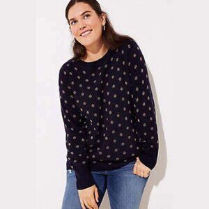 LOFT Navy and Gold Dotted Shirttail Sweater - SZ S